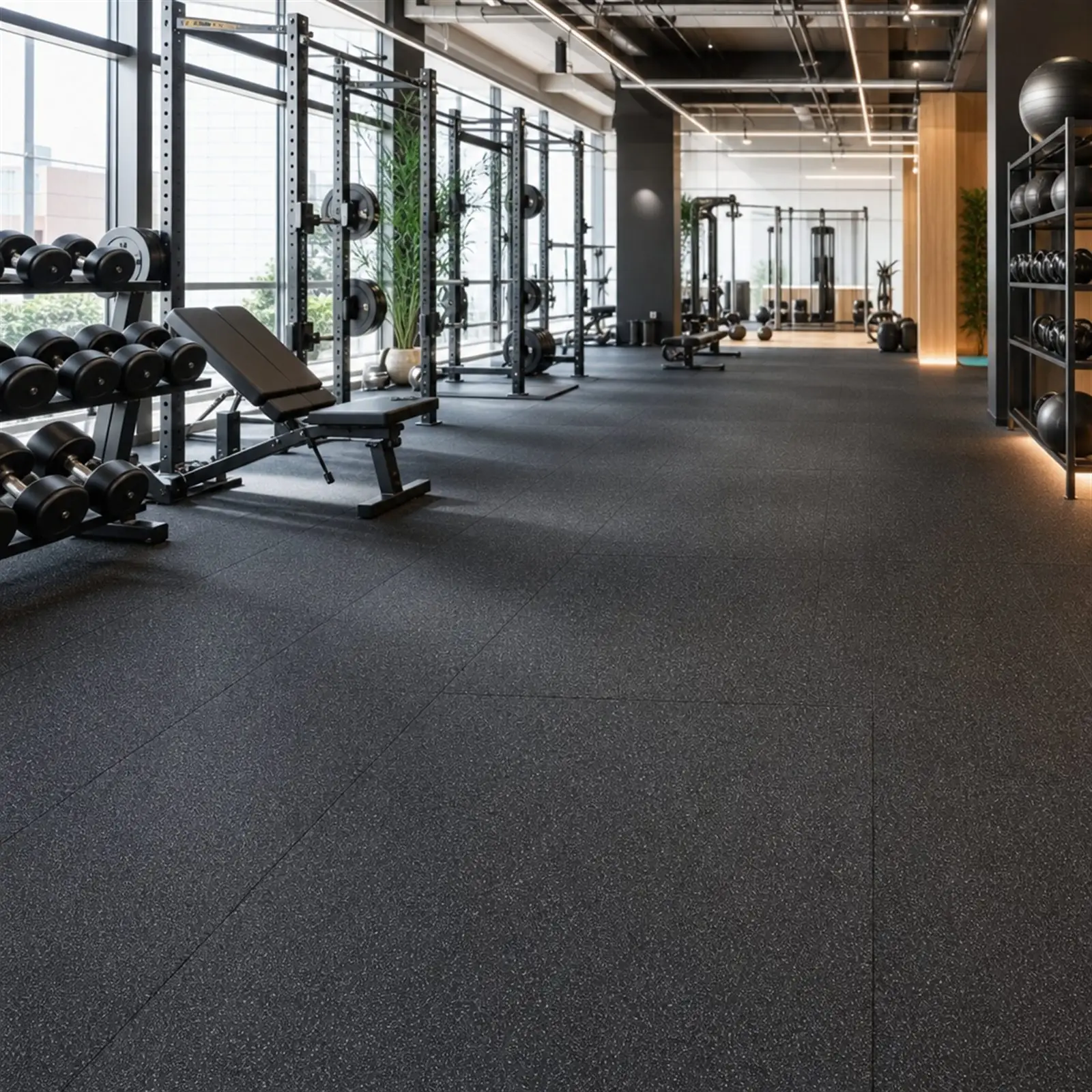 Rubber gym flooring in a London commercial gym