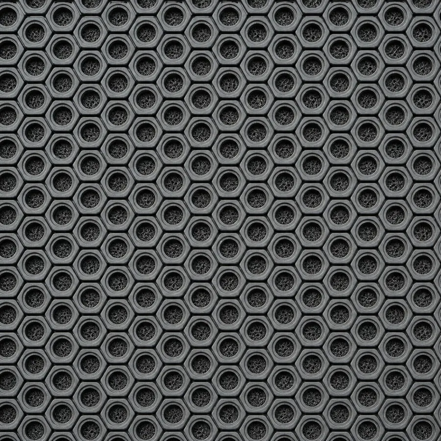 Steel-grey honeycomb rubber scraper entrance matting