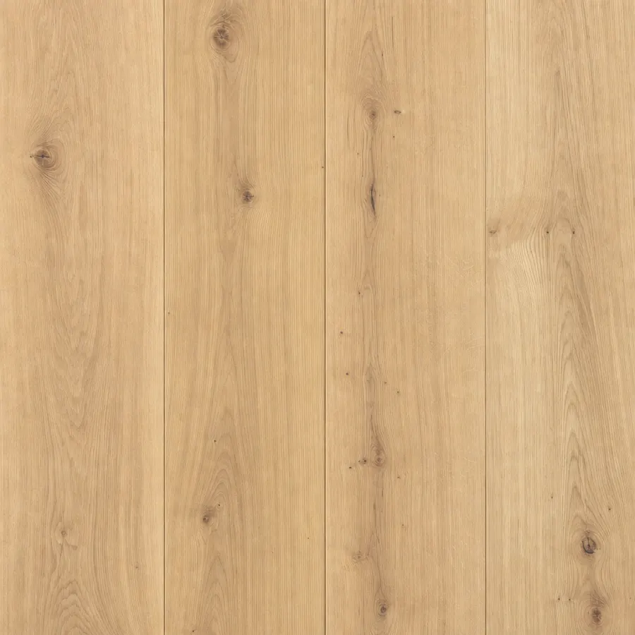 Natural light oak engineered wood flooring in extra-wide straight planks